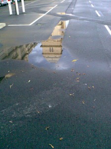 Puddle with sky